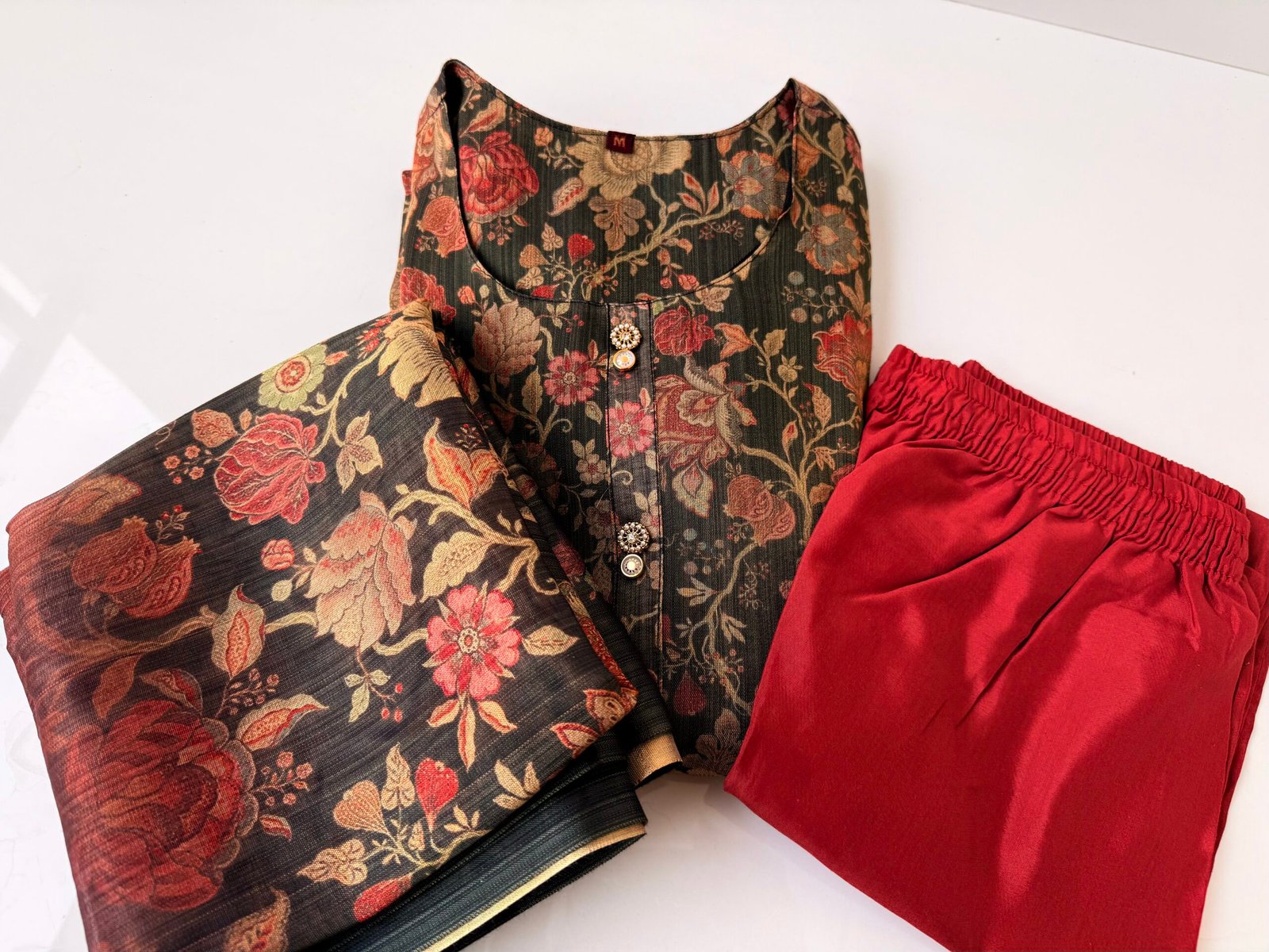 Floral Print Organza 3-Piece Set - Image 2